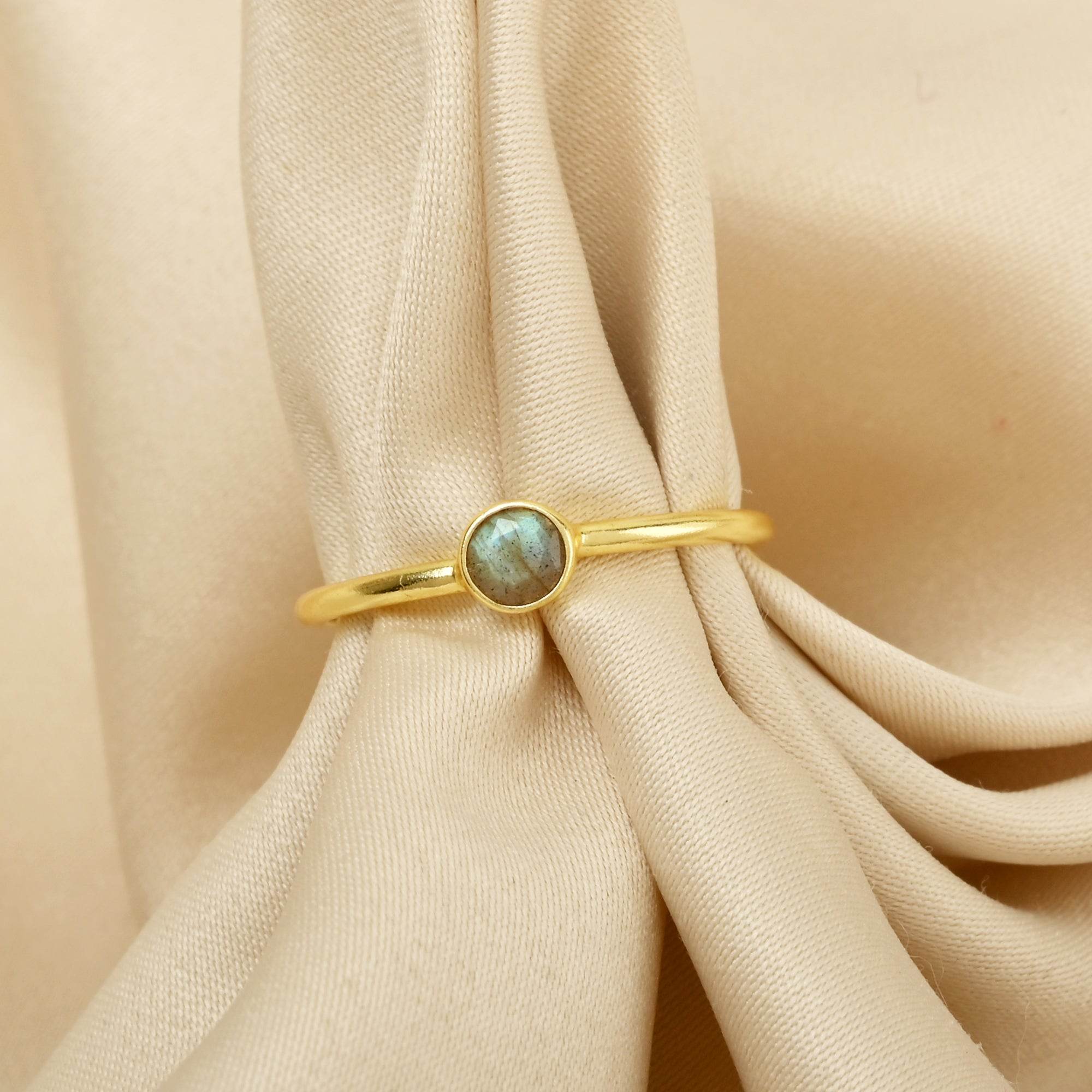 Ruby, Labradorite, White CZ, and Blue Topaz Minimalist Rings - La Vitá Jewels