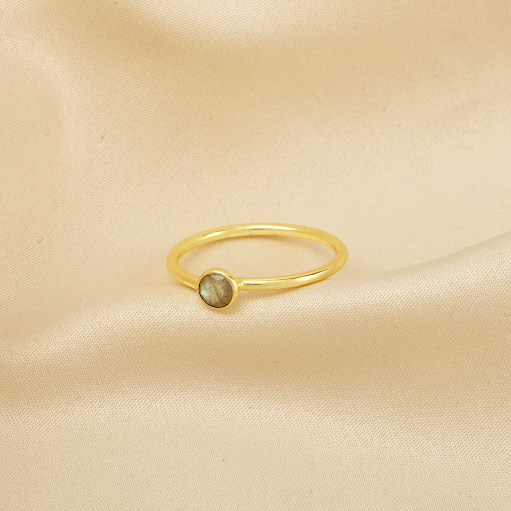 Ruby, Labradorite, White CZ, and Blue Topaz Minimalist Rings - La Vitá Jewels