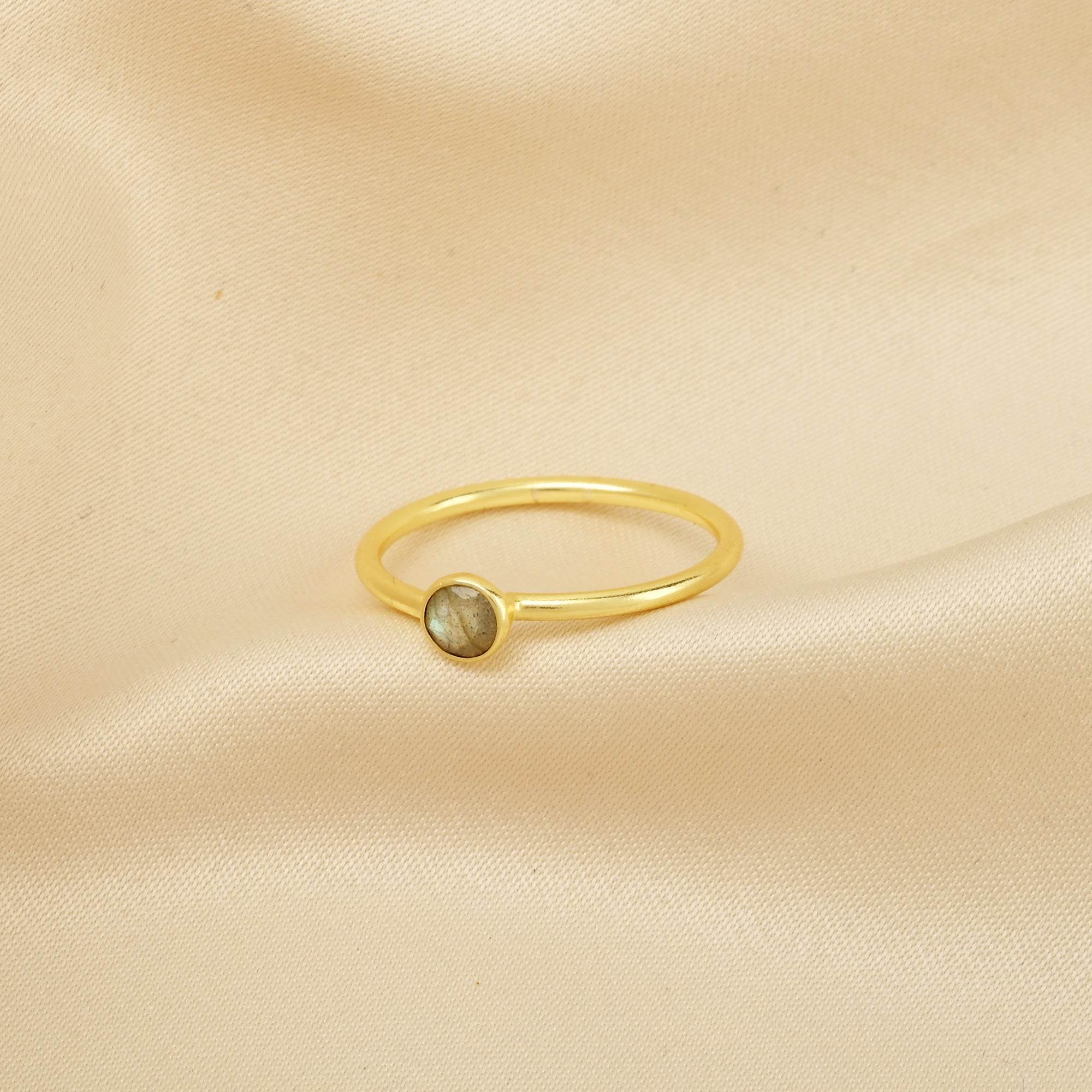 Ruby, Labradorite, White CZ, and Blue Topaz Minimalist Rings - La Vitá Jewels