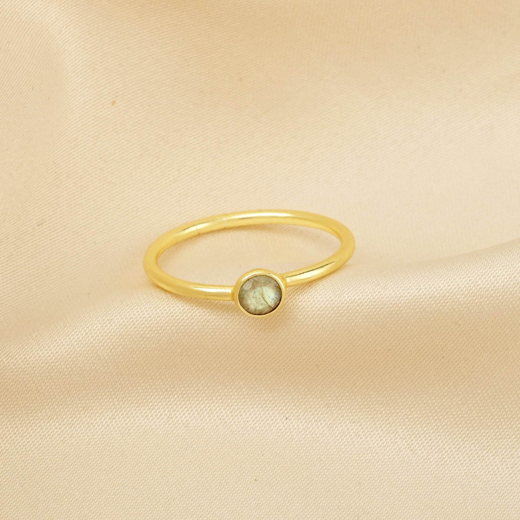 Ruby, Labradorite, White CZ, and Blue Topaz Minimalist Rings - La Vitá Jewels