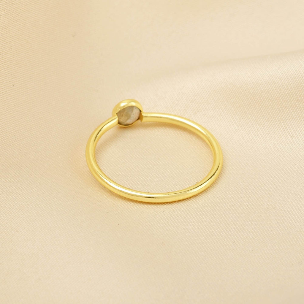 Ruby, Labradorite, White CZ, and Blue Topaz Minimalist Rings - La Vitá Jewels