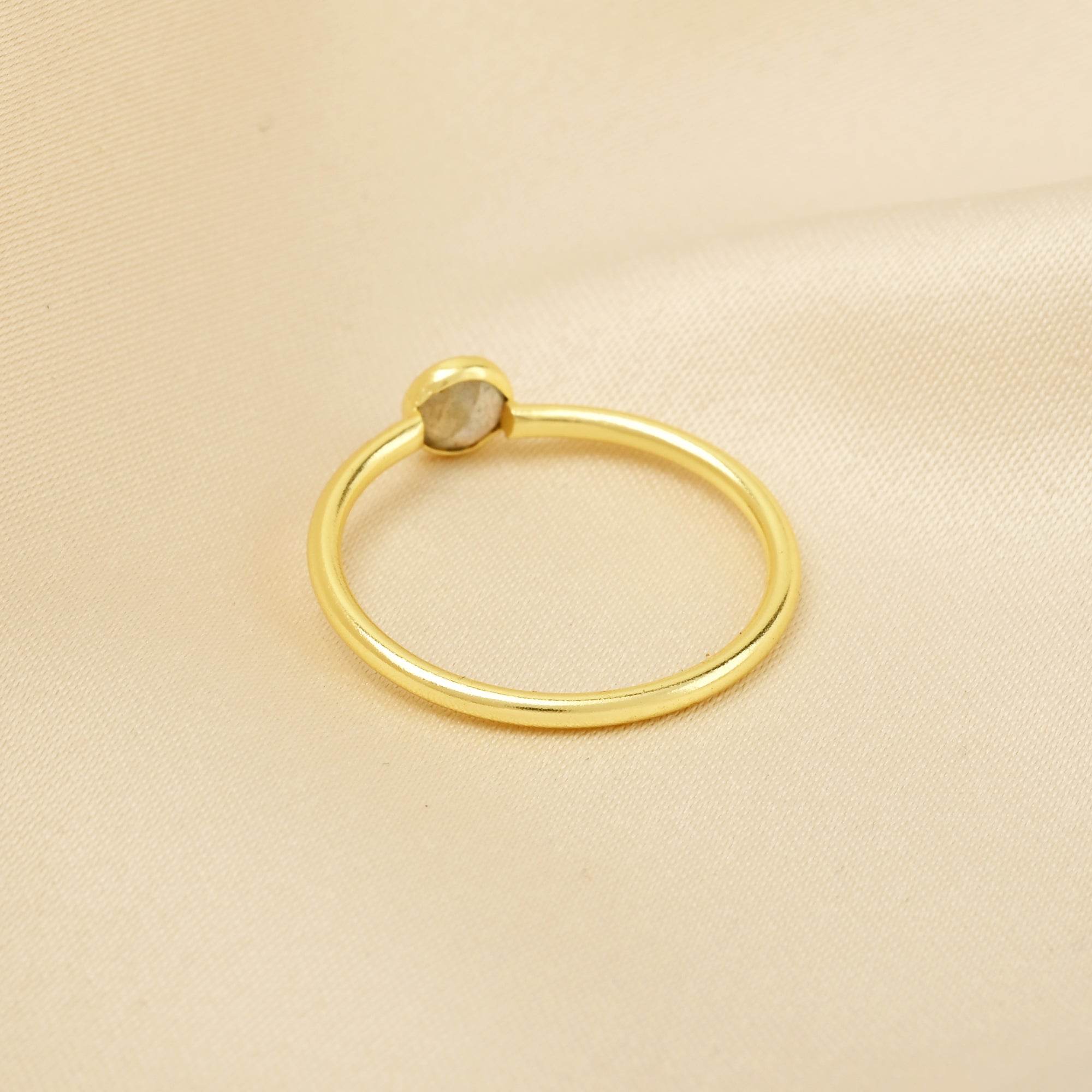 Ruby, Labradorite, White CZ, and Blue Topaz Minimalist Rings - La Vitá Jewels