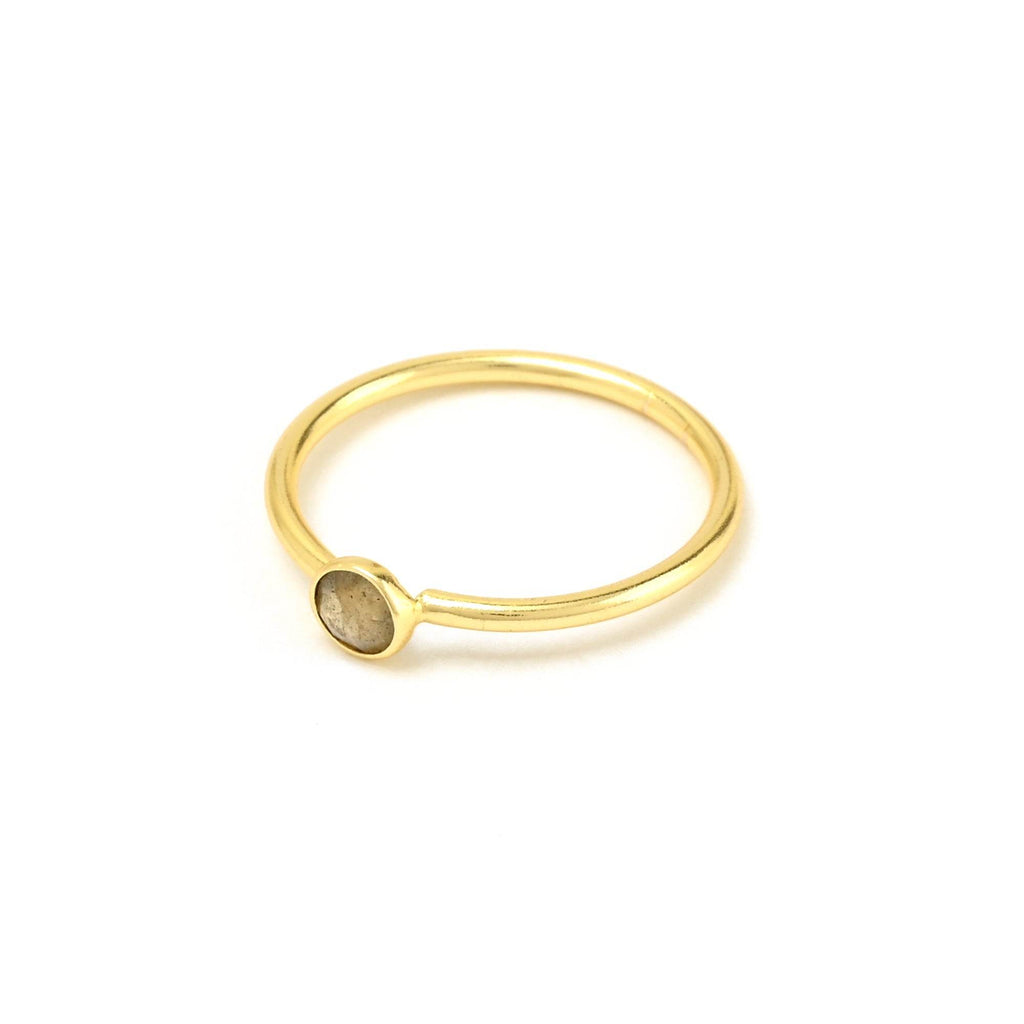 Ruby, Labradorite, White CZ, and Blue Topaz Minimalist Rings - La Vitá Jewels