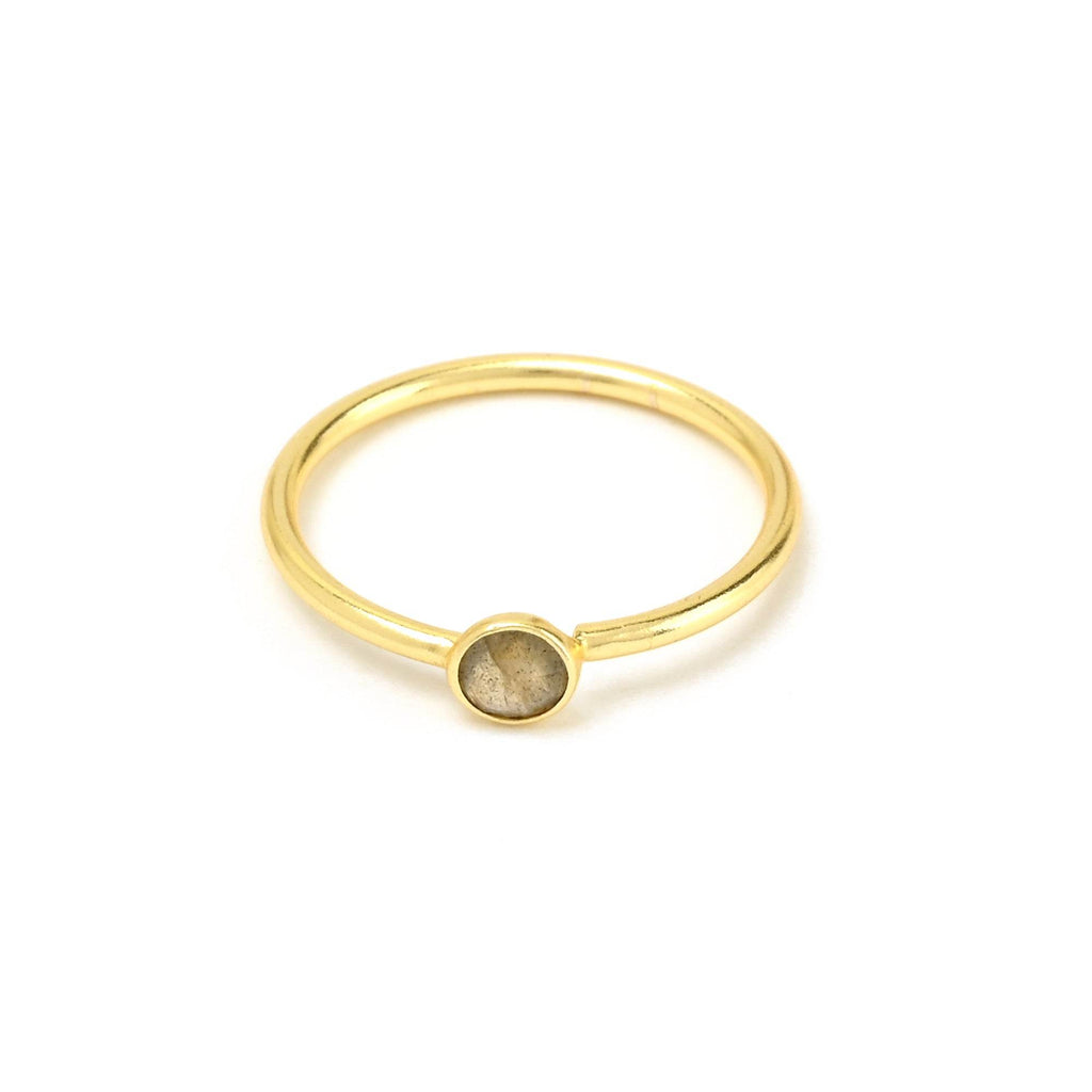 Ruby, Labradorite, White CZ, and Blue Topaz Minimalist Rings - La Vitá Jewels