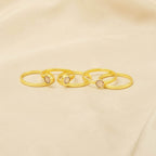 Set of 5 Rose Quartz Stackable Rings - La Vitá Jewels