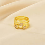Set of 5 Rose Quartz Stackable Rings - La Vitá Jewels
