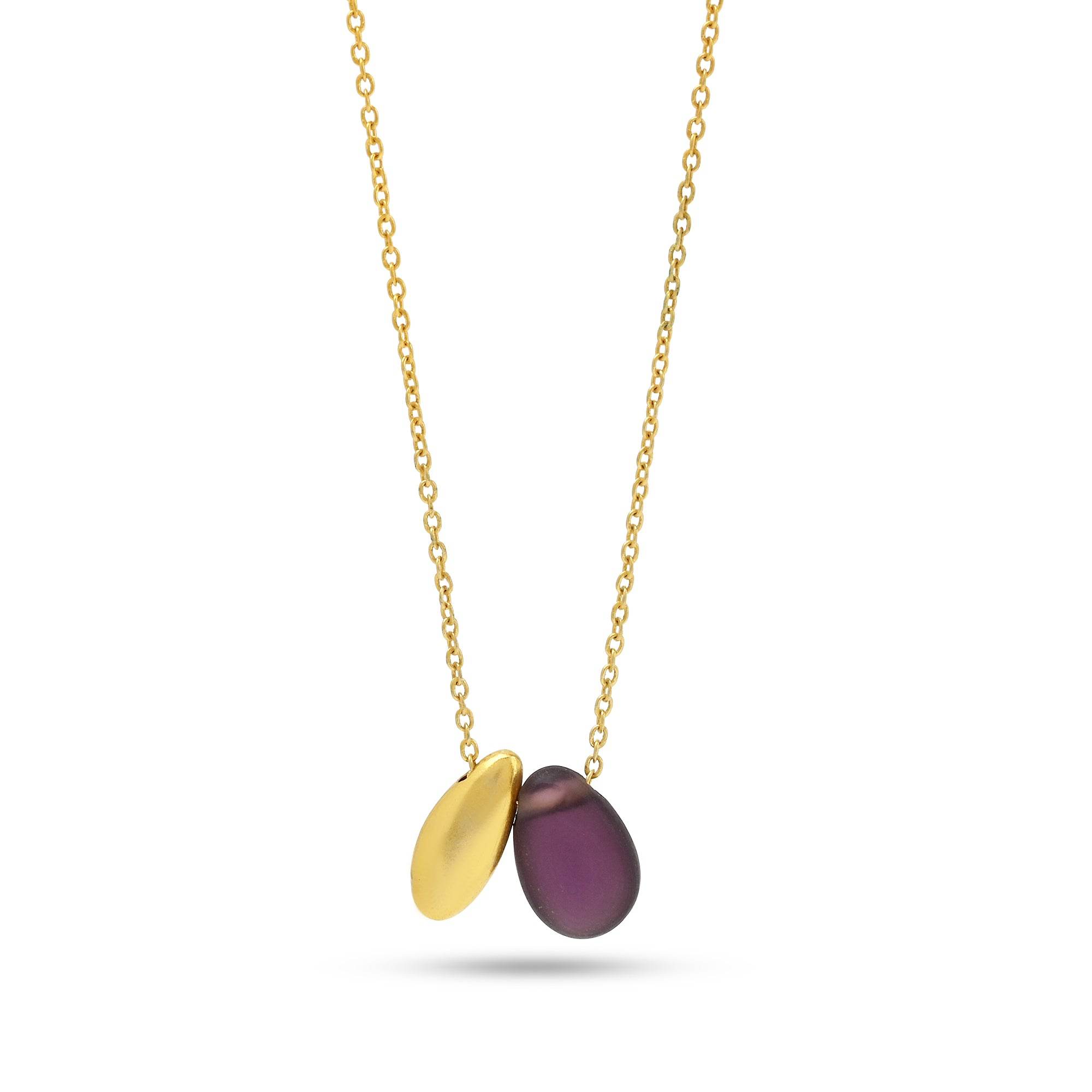 Kayla Bean Shape Labradorite Dainty Necklace - La Vitá Jewels