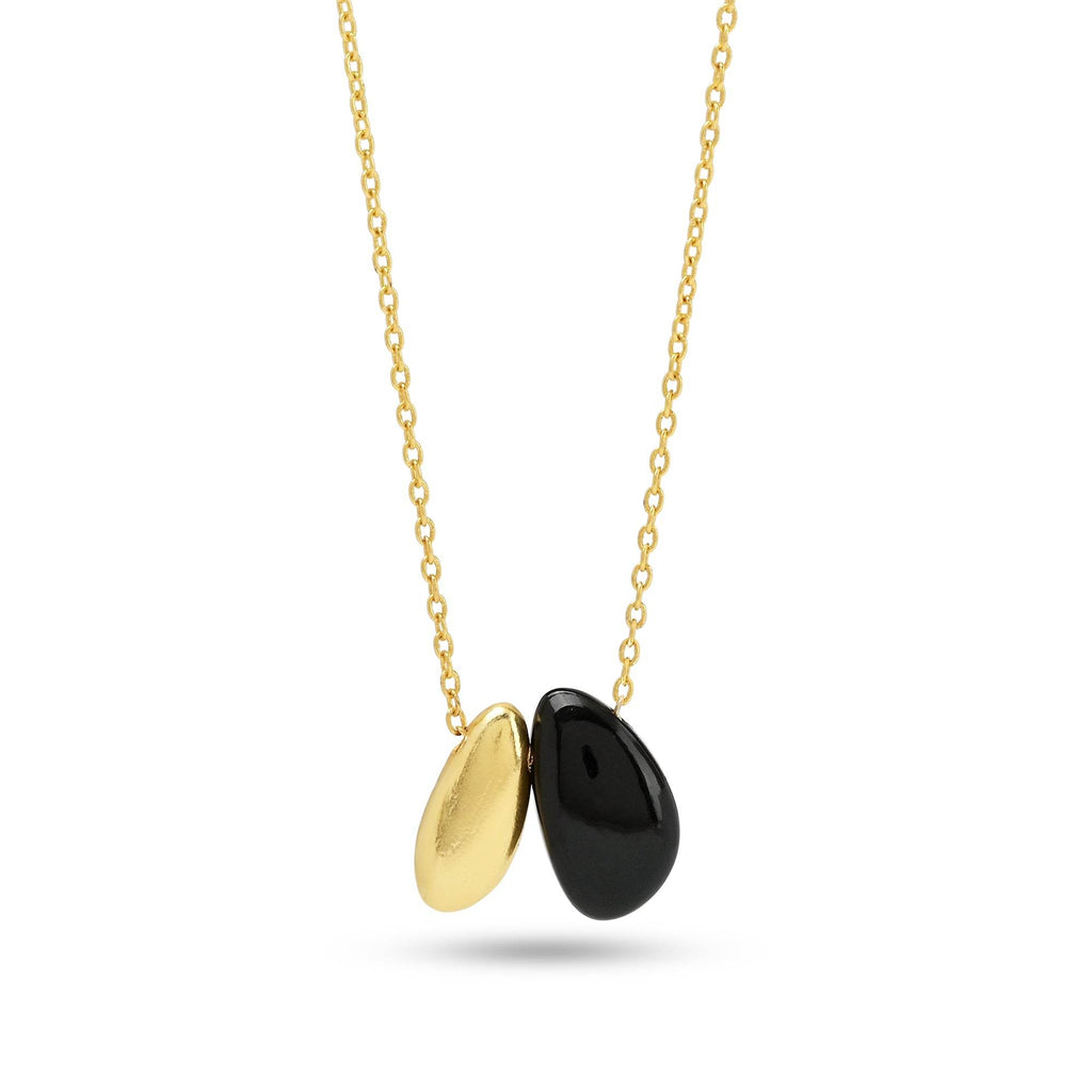 Kayla Bean Shape Labradorite Dainty Necklace - La Vitá Jewels