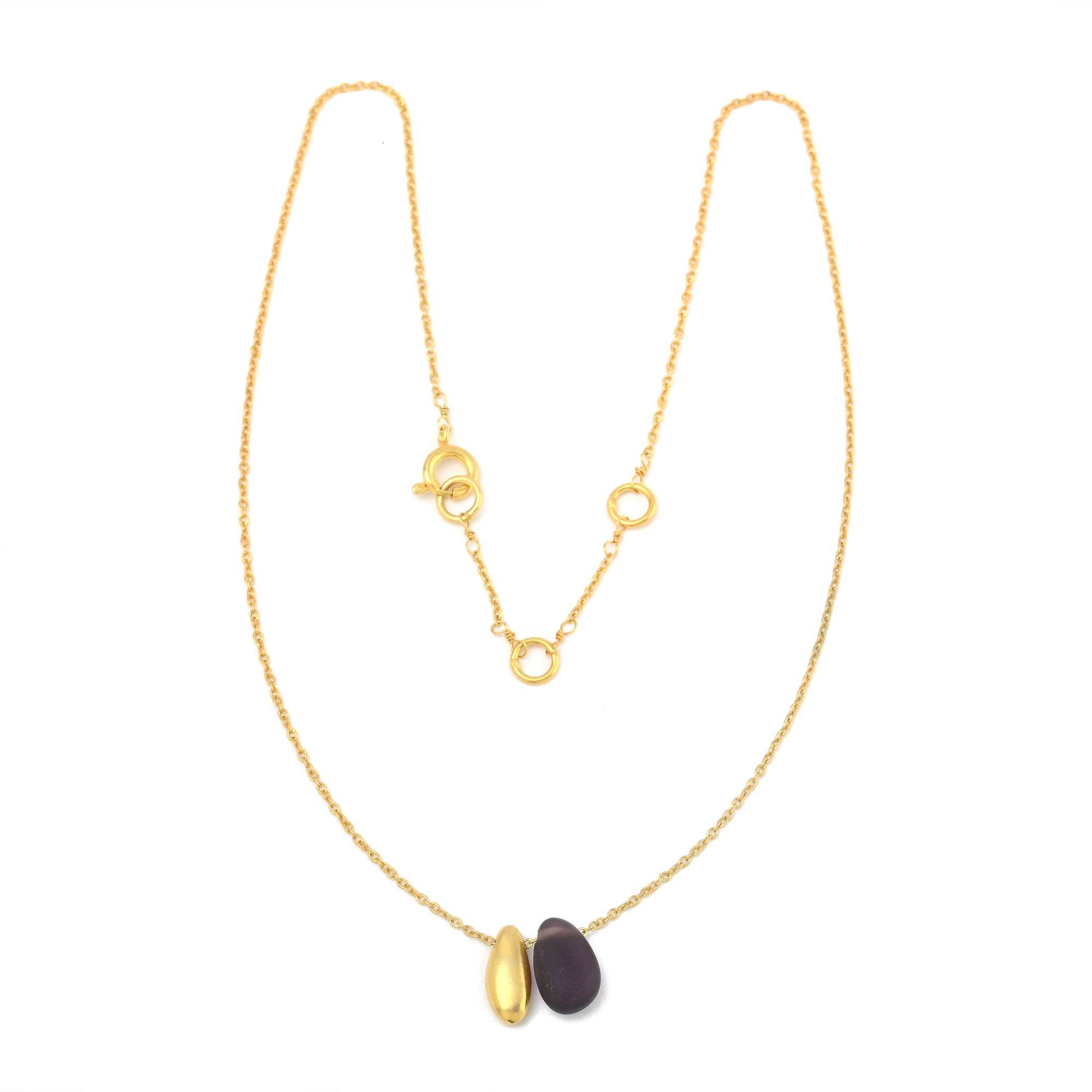 Kayla Bean Shape Labradorite Dainty Necklace - La Vitá Jewels