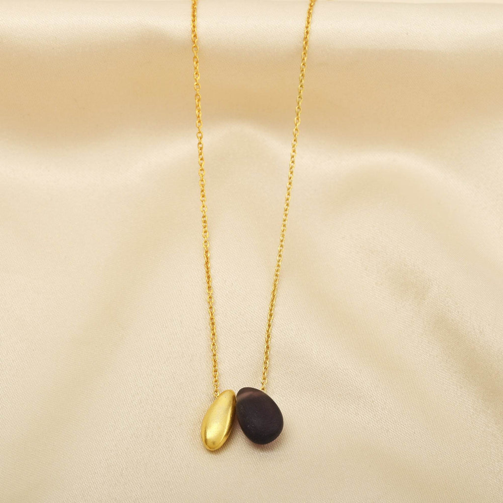 Kayla Bean Shape Labradorite Dainty Necklace - La Vitá Jewels