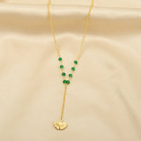 Biloba-Ginkgo Leaf with Green Onyx Beads Necklaces