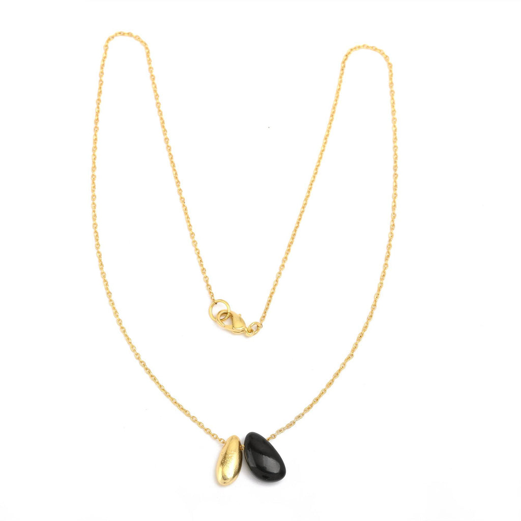 Kayla Bean Shape Labradorite Dainty Necklace - La Vitá Jewels
