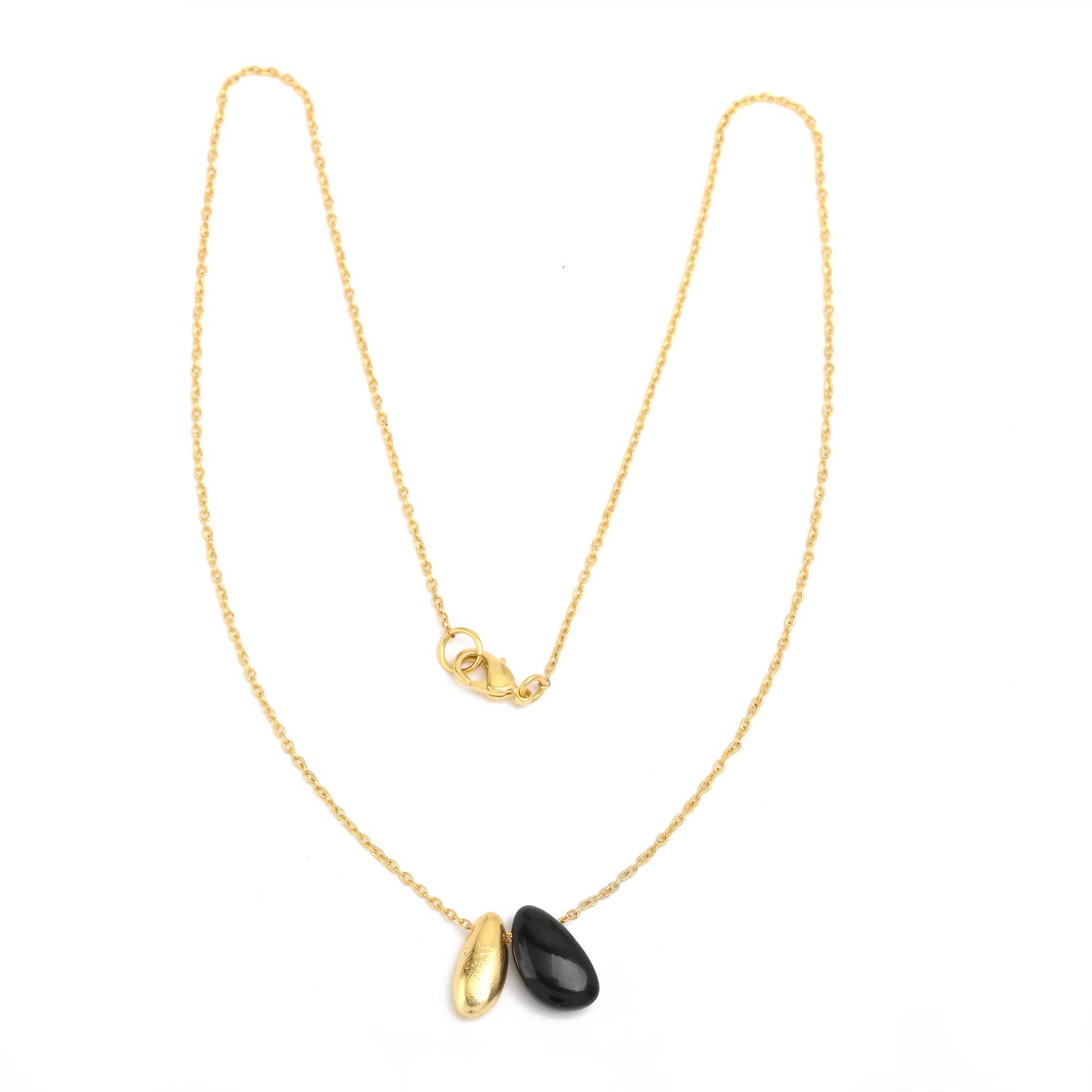 Kayla Bean Shape Labradorite Dainty Necklace - La Vitá Jewels