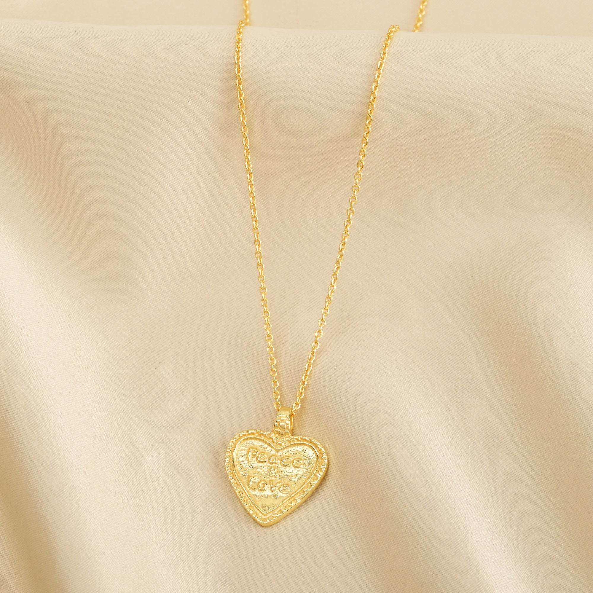 Peace & Love Custom Letter Heart Necklaces - La Vitá Jewels
