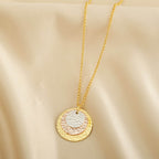 Three Gold Tone Round Disc Hammered Necklaces - La Vitá Jewels