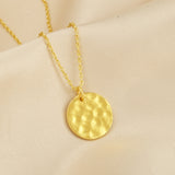 Golden Round Disc Hammered Necklaces
