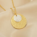 Gia Double Disc Gold Tone Hammered Necklaces - La Vitá Jewels