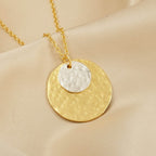 Gia Double Disc Gold Tone Hammered Necklaces - La Vitá Jewels