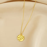 Golden Round Disc Hammered Necklaces