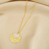 Gia Double Disc Gold Tone Hammered Necklaces