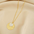 Gia Double Disc Gold Tone Hammered Necklaces - La Vitá Jewels