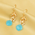 Aqua Chalcedony with Pearl Dangle Earrings - La Vitá Jewels