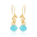 Aqua Chalcedony with Pearl Dangle Earrings - La Vitá Jewels