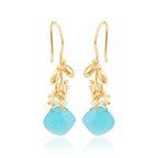 Aqua Chalcedony with Pearl Dangle Earrings - La Vitá Jewels
