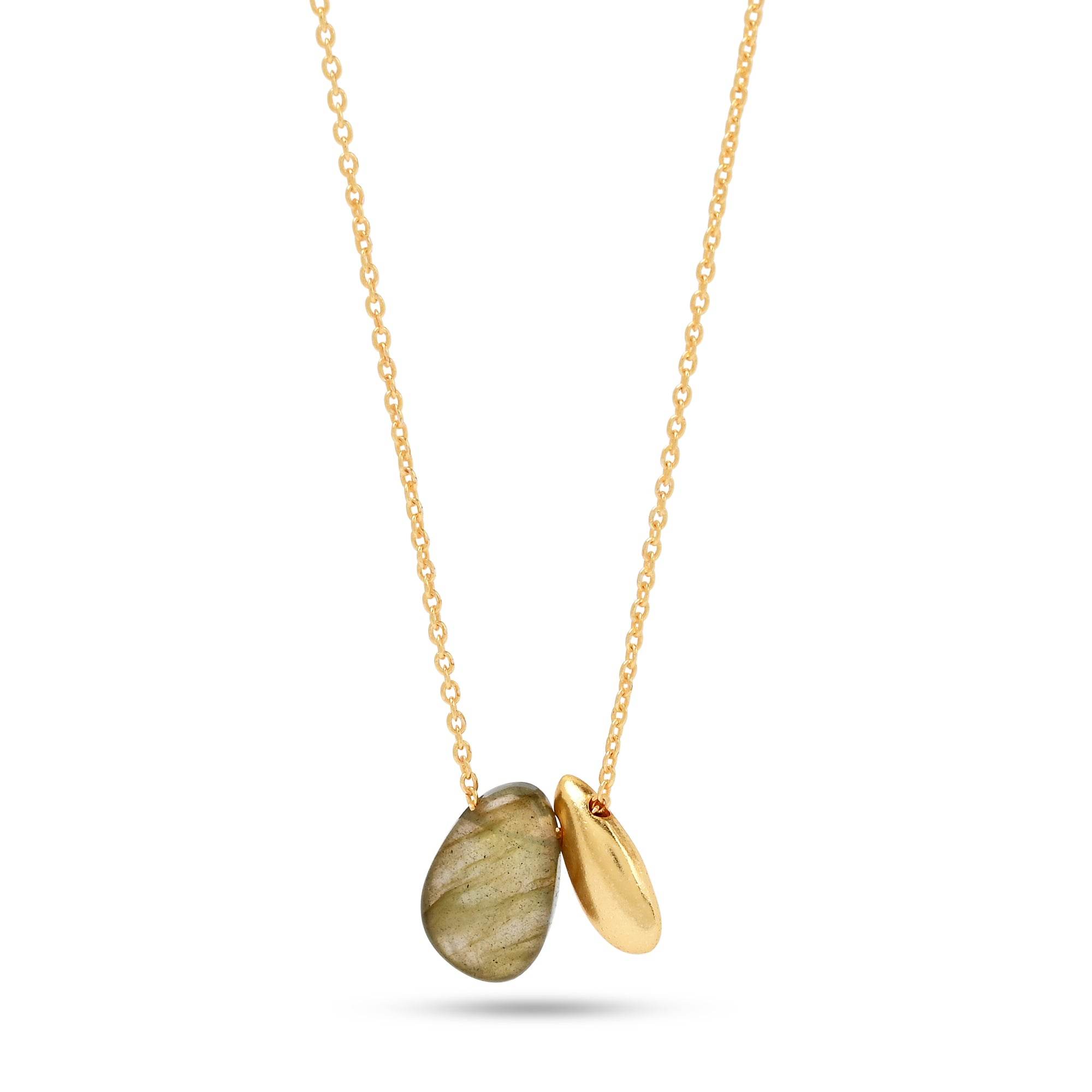 Kayla Bean Shape Labradorite Dainty Necklace - La Vitá Jewels