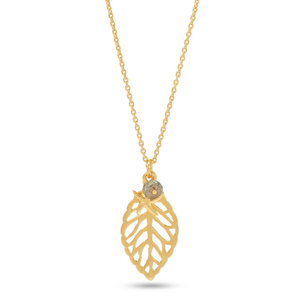Labradorite gemstone with Willa Leafy Necklace - La Vitá Jewels