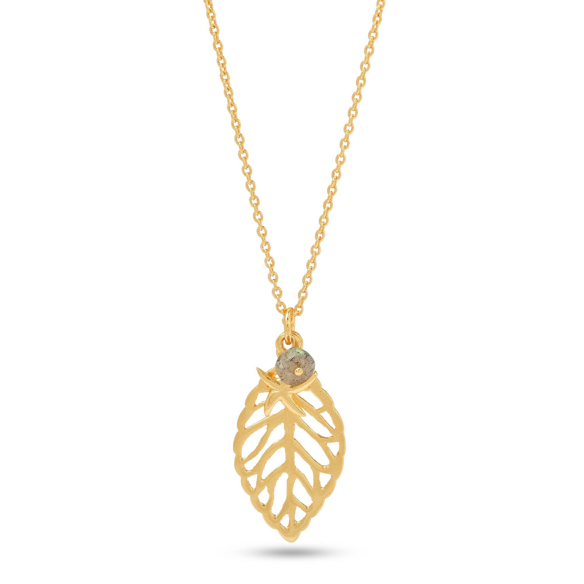 Labradorite gemstone with Willa Leafy Necklace - La Vitá Jewels
