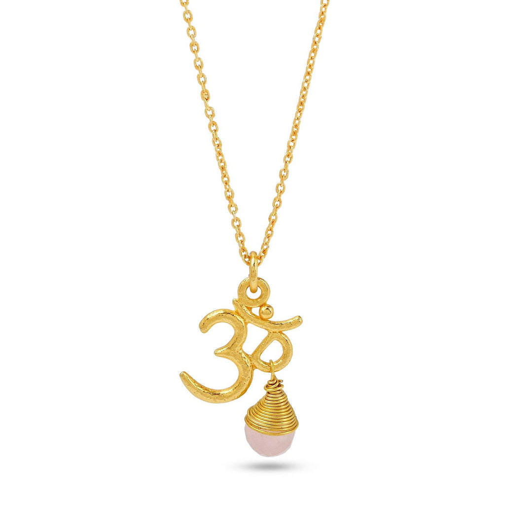 Carnelian, Moonstone with Reflected Bliss Om Necklace - La Vitá Jewels