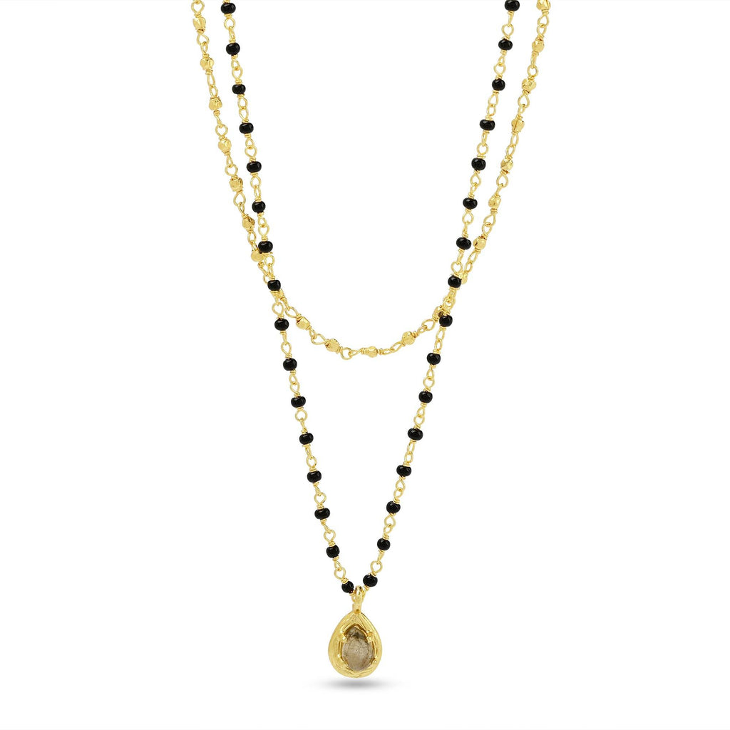 Labradorite with Black Onyx Beads Necklace - La Vitá Jewels