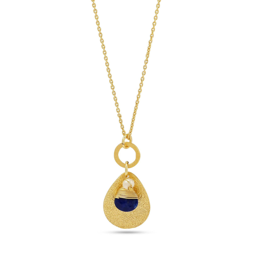 Lola Lapiz and Pearl with Texture Necklaces - La Vitá Jewels