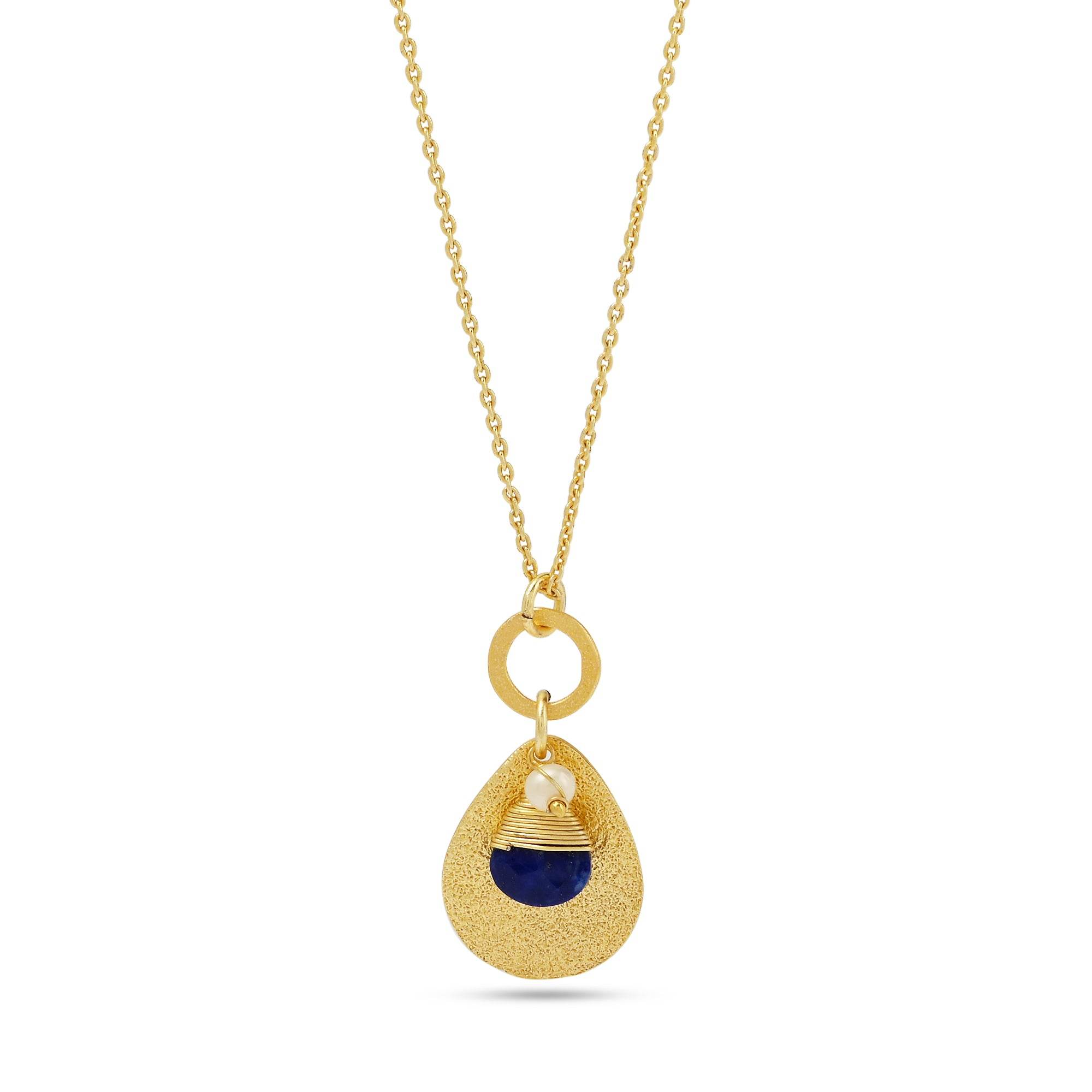 Lola Lapiz and Pearl with Texture Necklaces - La Vitá Jewels