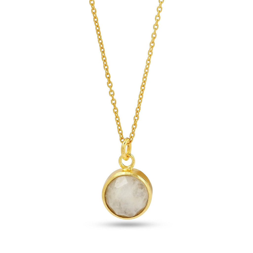 Double Moon Dual sided Gemstone Pendant Necklaces - La Vitá Jewels