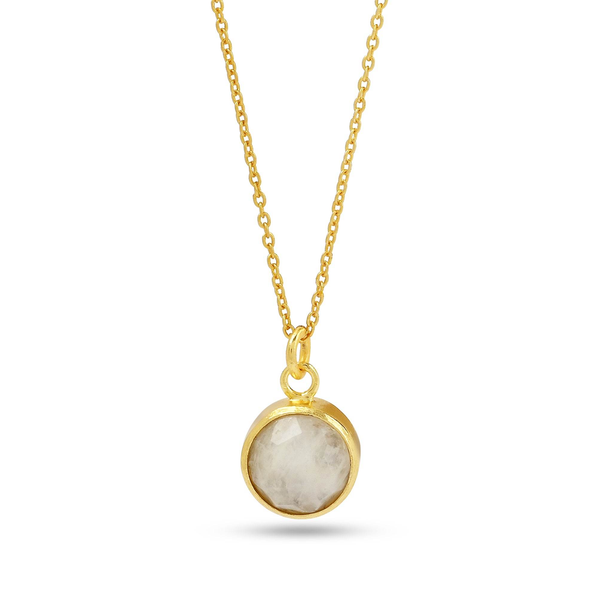 Double Moon Dual sided Gemstone Pendant Necklaces - La Vitá Jewels