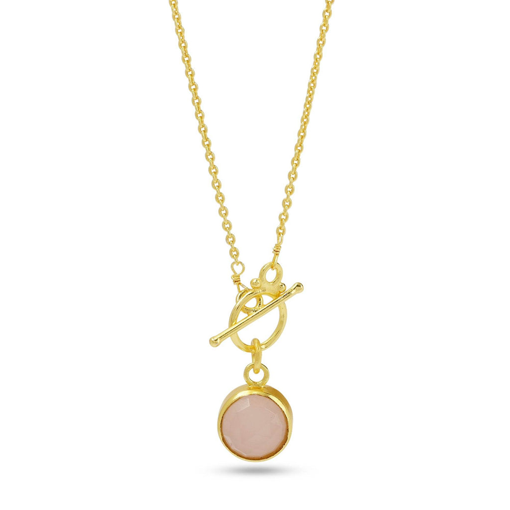 Double Moon Dual sided Gemstone Pendant Necklaces - La Vitá Jewels