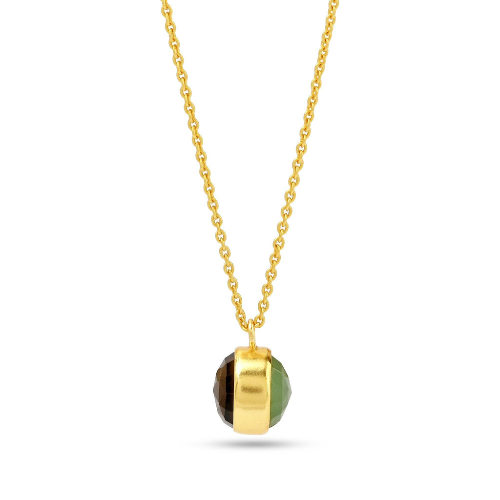 Double Moon Dual sided Gemstone Pendant Necklaces - La Vitá Jewels