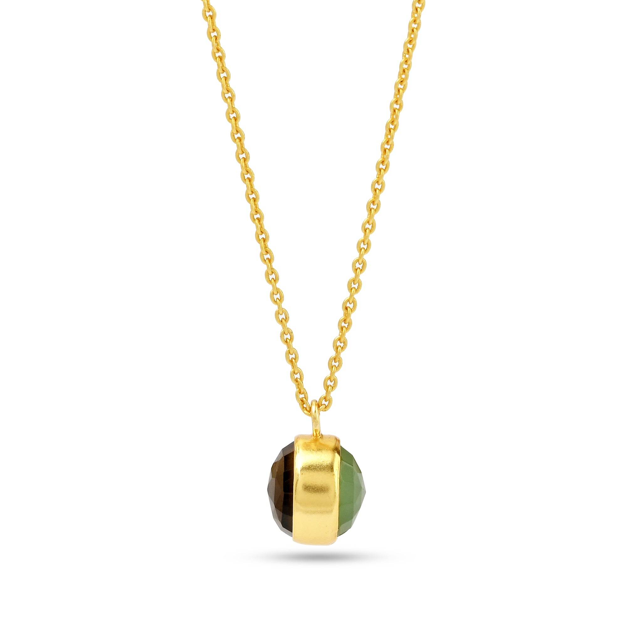 Double Moon Dual sided Gemstone Pendant Necklaces - La Vitá Jewels