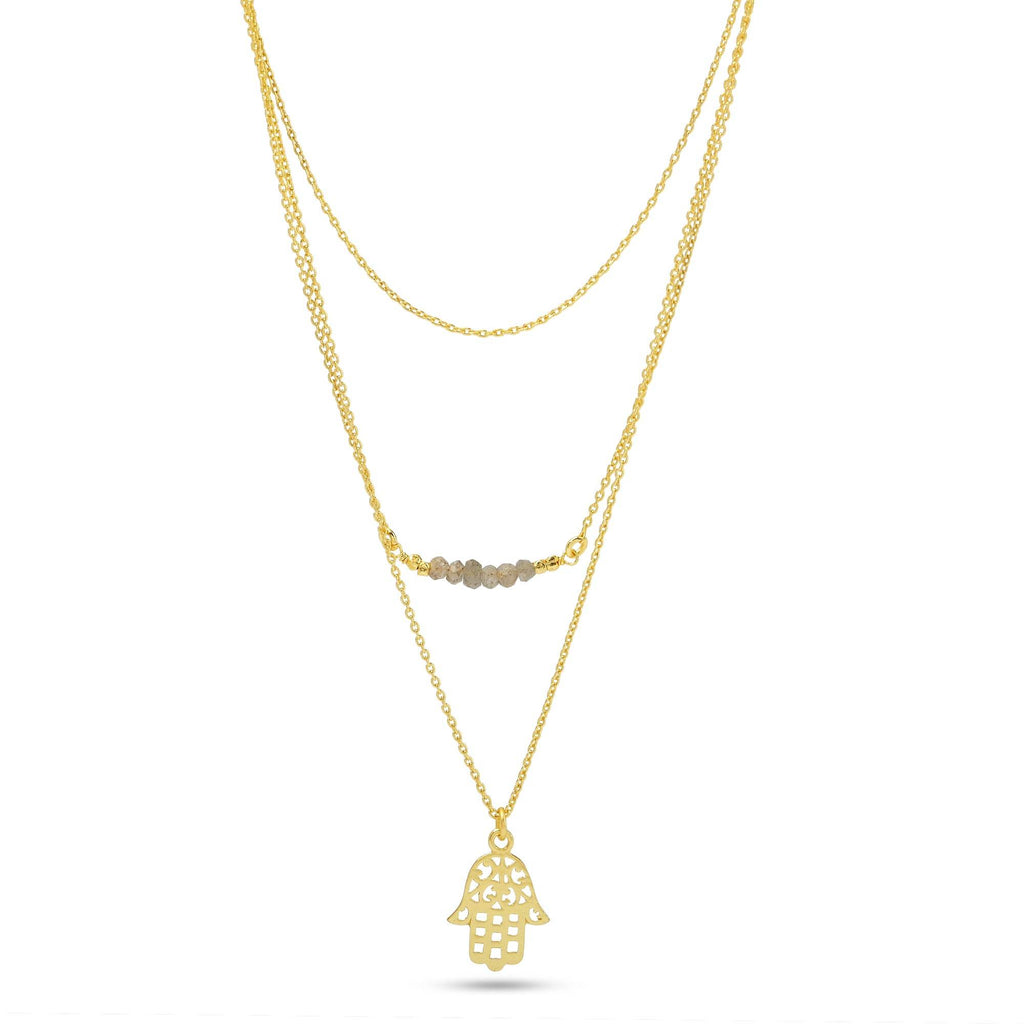 Labradorite with Triple layer Hamsa Necklace - La Vitá Jewels