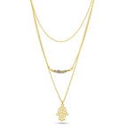 Labradorite with Triple layer Hamsa Necklace - La Vitá Jewels