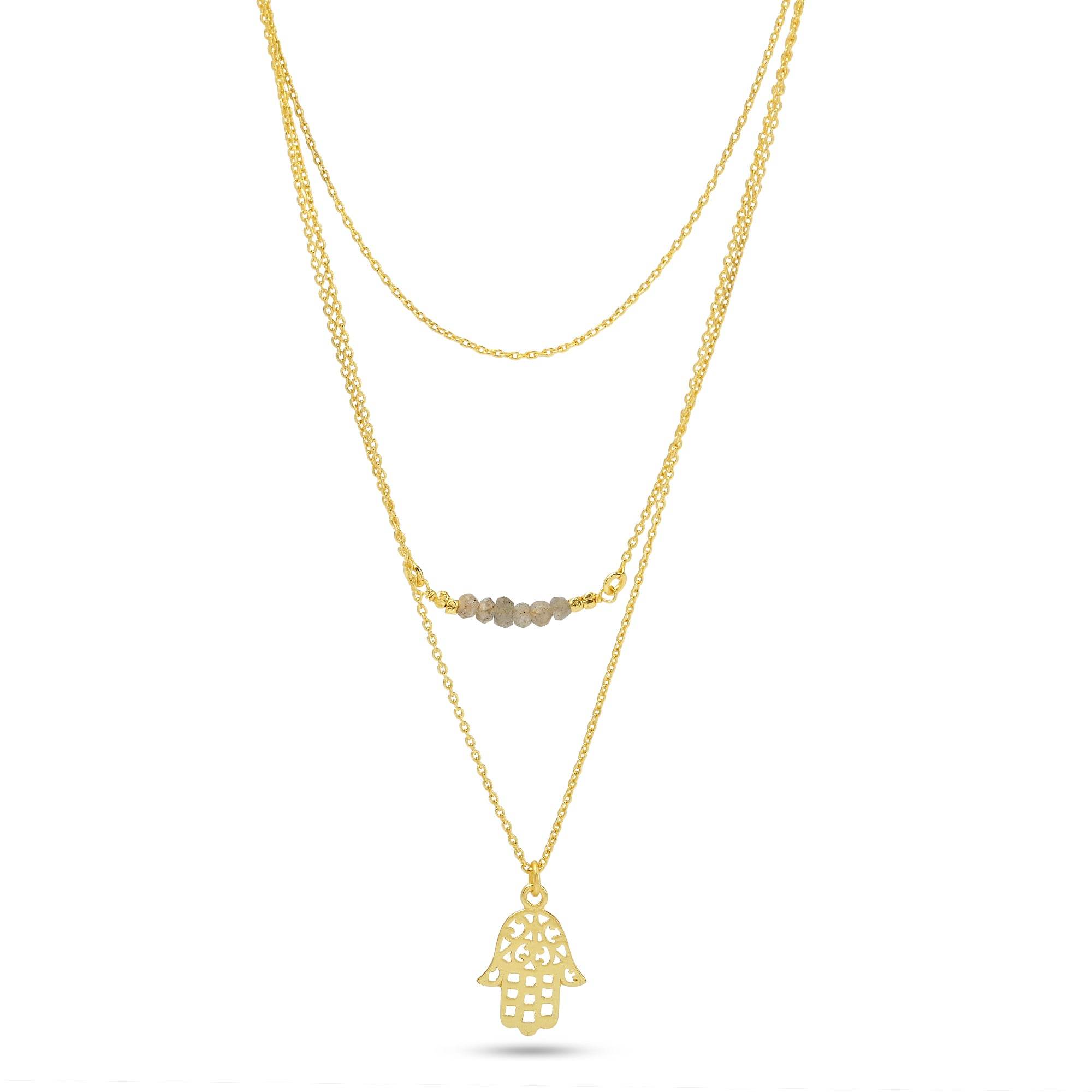 Labradorite with Triple layer Hamsa Necklace - La Vitá Jewels