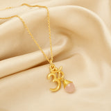 Carnelian, Moonstone with Reflected Bliss Om Necklace