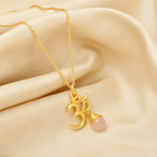 Carnelian, Moonstone with Reflected Bliss Om Necklace - La Vitá Jewels