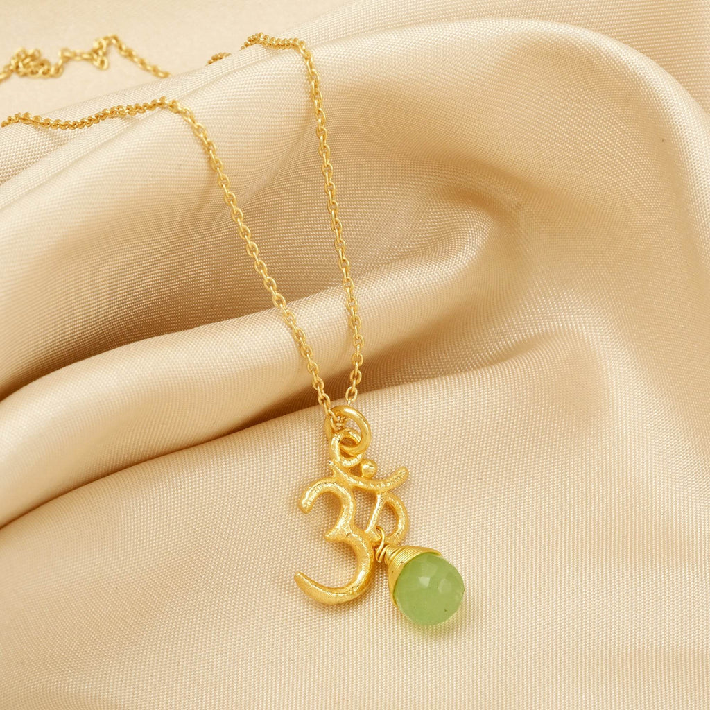 Carnelian, Moonstone with Reflected Bliss Om Necklace - La Vitá Jewels