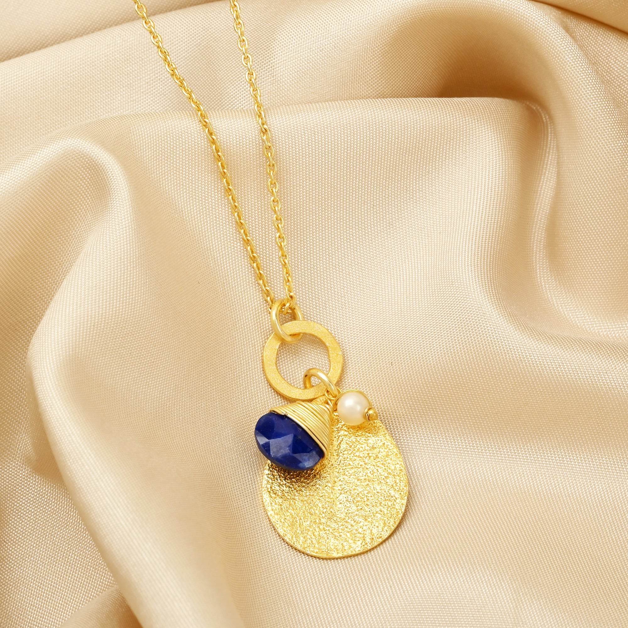 Lola Lapiz and Pearl with Texture Necklaces - La Vitá Jewels
