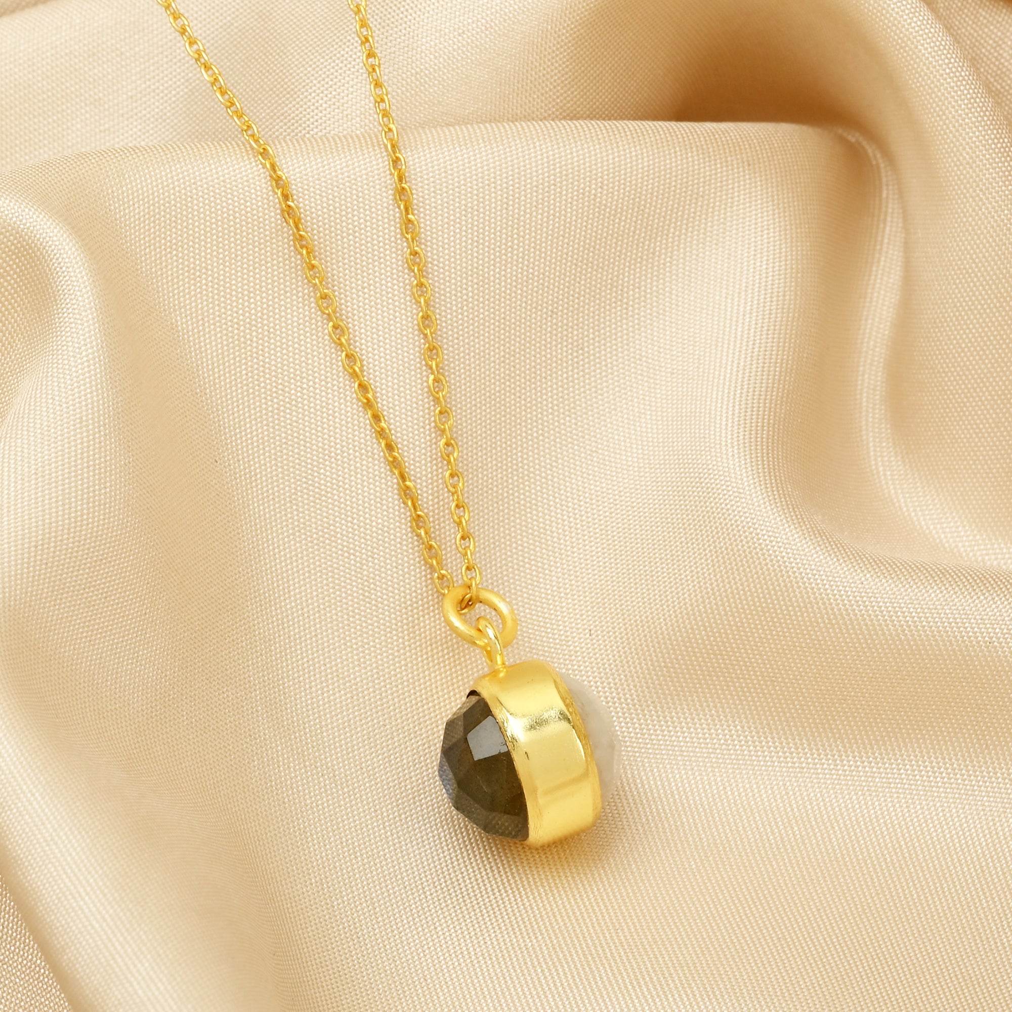 Double Moon Dual sided Gemstone Pendant Necklaces - La Vitá Jewels