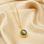 Double Moon Dual sided Gemstone Pendant Necklaces - La Vitá Jewels