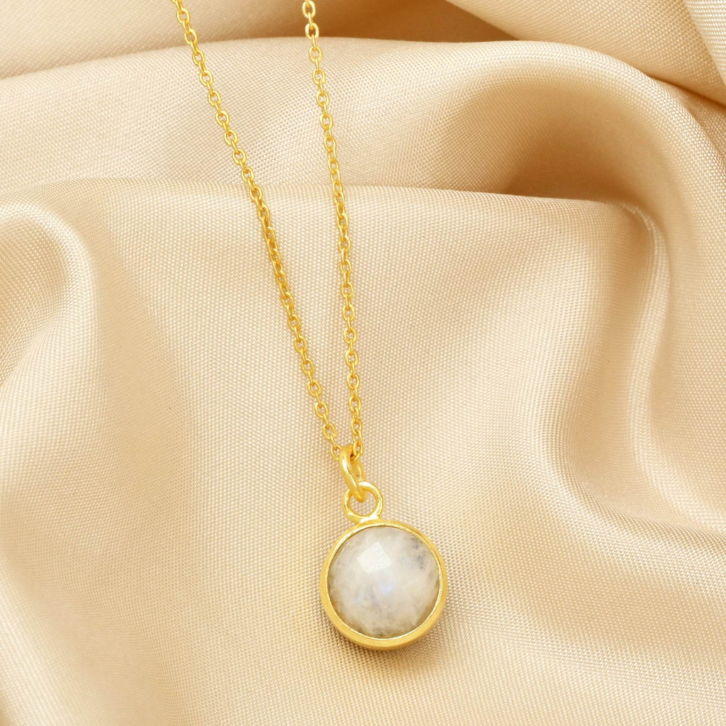 Double Moon Dual sided Gemstone Pendant Necklaces - La Vitá Jewels